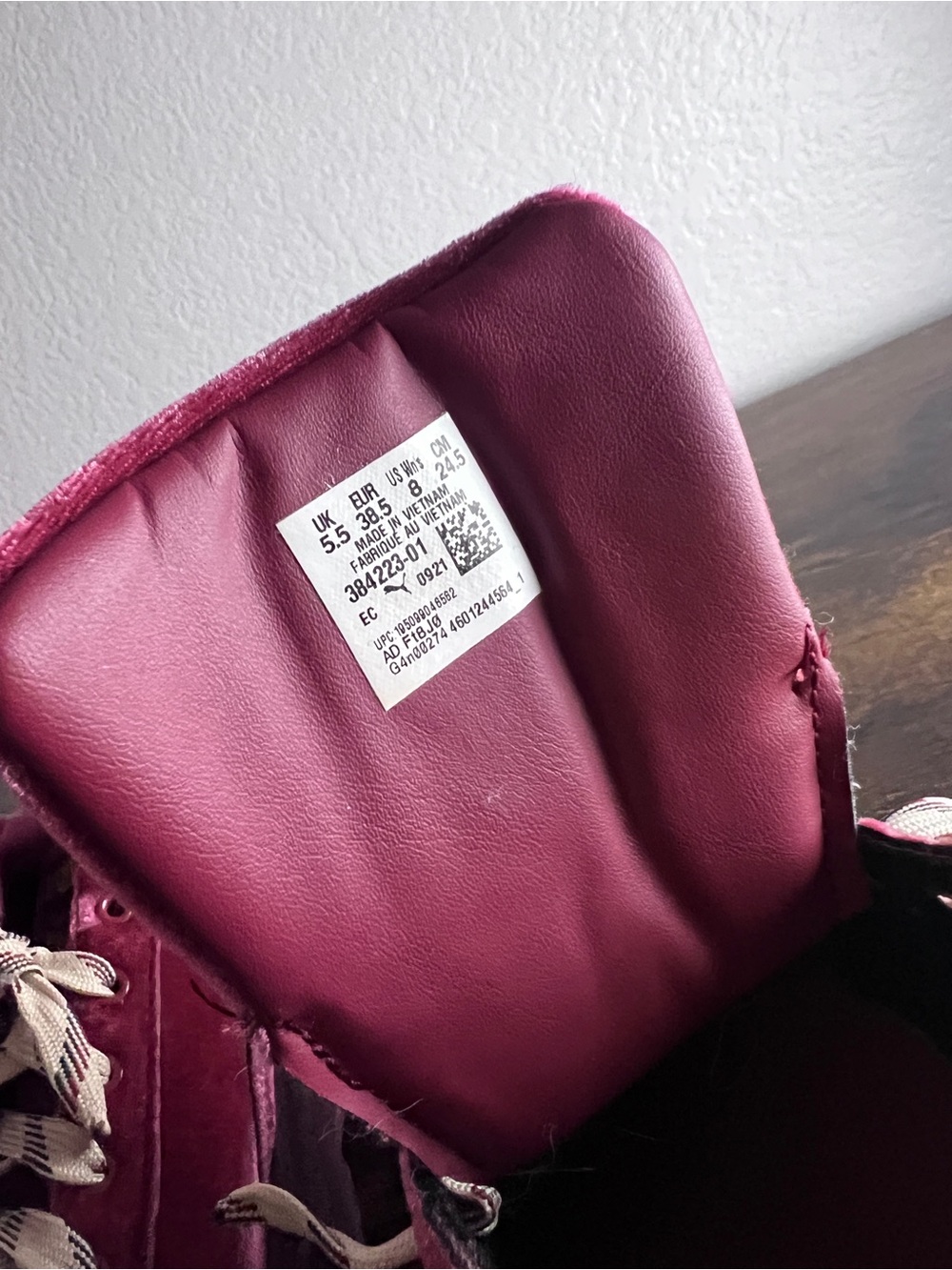 Puma Women's Velvet Platform Sneakers in Burgundy - Picture 2 of 9